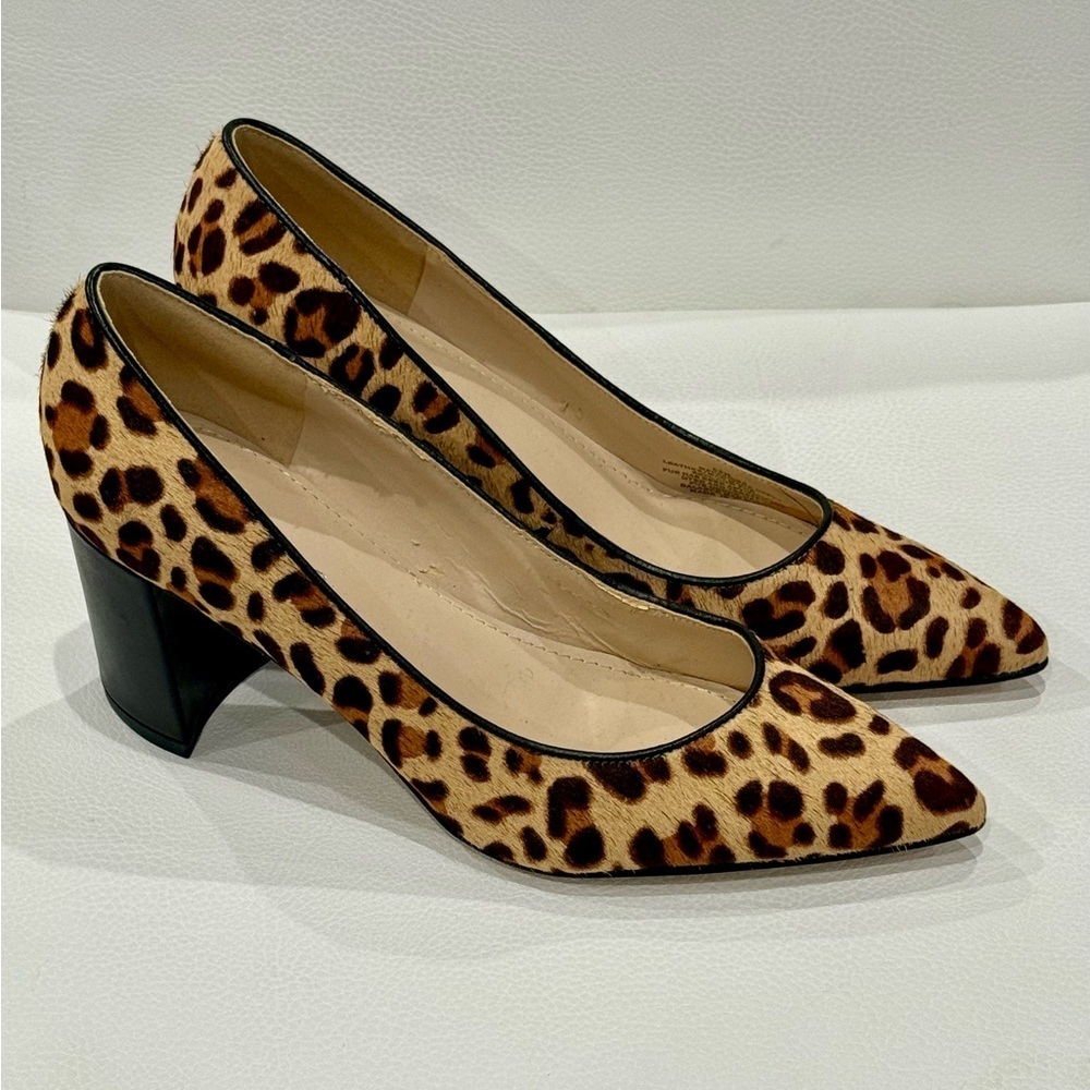 Marc Fisher Claire Leopard Print Cow Fur Pointed Toe Pumps Heels Size 6.5